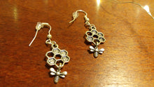 Silver Honeycomb with Bee Earings