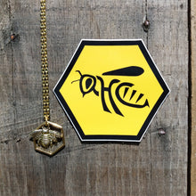 HEXAGON AND BEE PENDANT NECKLACE