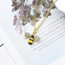 GOLDEN BEE WITH RHINESTONE WING NECKLACE